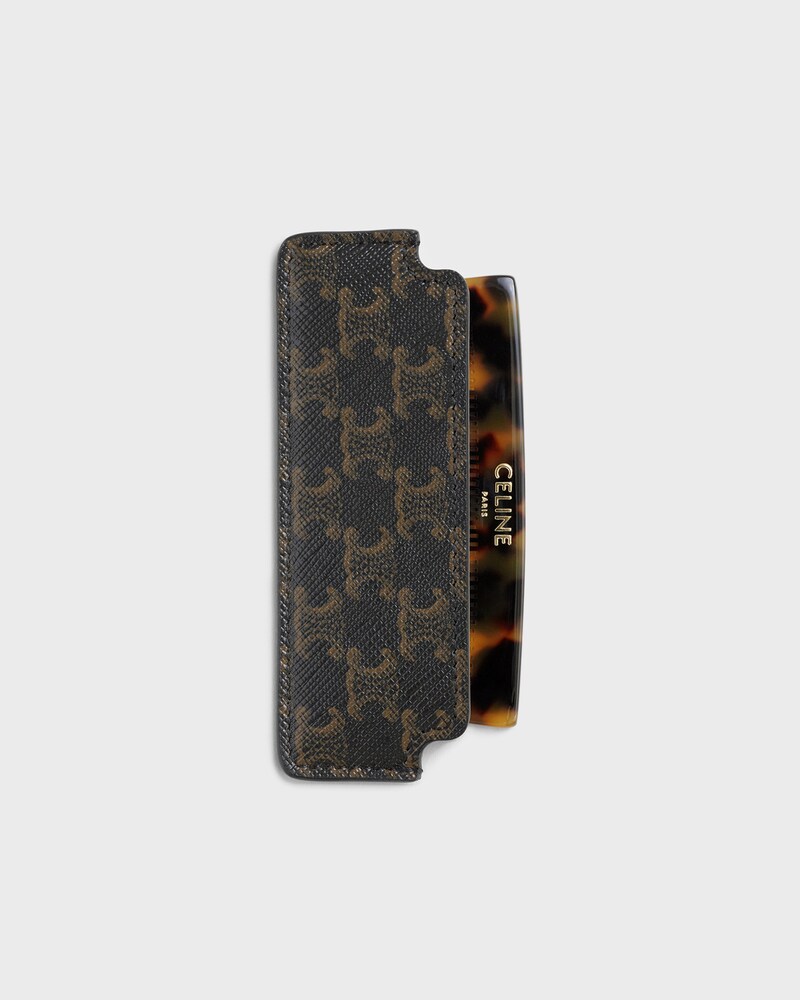 PEINE PARA EL BIGOTE CON ESTUCHE DE LONA TRIOMPHE - Negro / Tostado - GIFT FINDER - 1 | CELINE