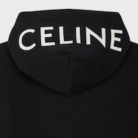 zipped hoodie IN cotton fleece - BLACK / WHITE -  - 2 | CELINE