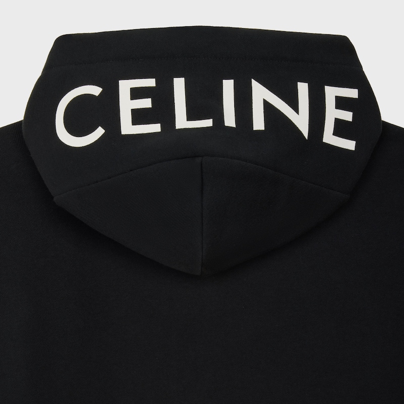 hoodie zipp&eacute; molleton coton - NOIR / BLANC -  - 1 | CELINE