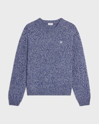 crewneck sweater IN WOOL AND CASHMERE - BLUE/WHITE -  - 1 | CELINE