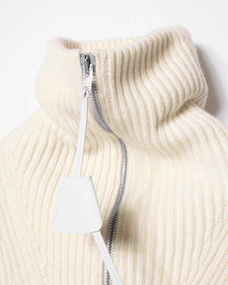 JERSEY TRUCKER DE CACHEMIRA ACANALADA - BLANCO -  - 1 | CELINE