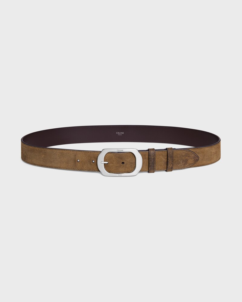 BC-21 35MM BELT IN Suede Calfskin with waxed effect - BROWN -  - 1 | CELINE