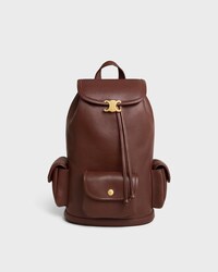 MINI BACKPACK SOFT TRIOMPHE IN SUPPLE SHINY LAMBSKIN - DEEP BROWN - SOFT TRIOMPHE - 1 | CELINE