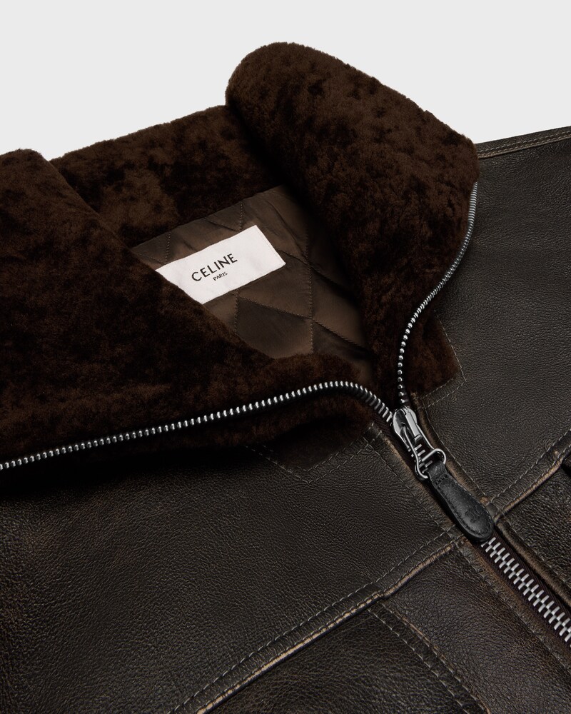 blouson IN buffalo leather - DARK BROWN -  - 1 | CELINE