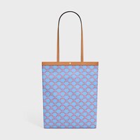 MEDIUM FLAT SHOPPER IN Triomphe Canvas - DENIM BLUE / RED - TOP-HANDLE BAGS - 1 | CELINE