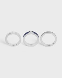 CELINE BOLT RINGS IN ENAMEL, STRASS AND BRASS WITH RHODIUM FINISH - SILVER / NAVY / CRYSTAL -  - 1 | CELINE
