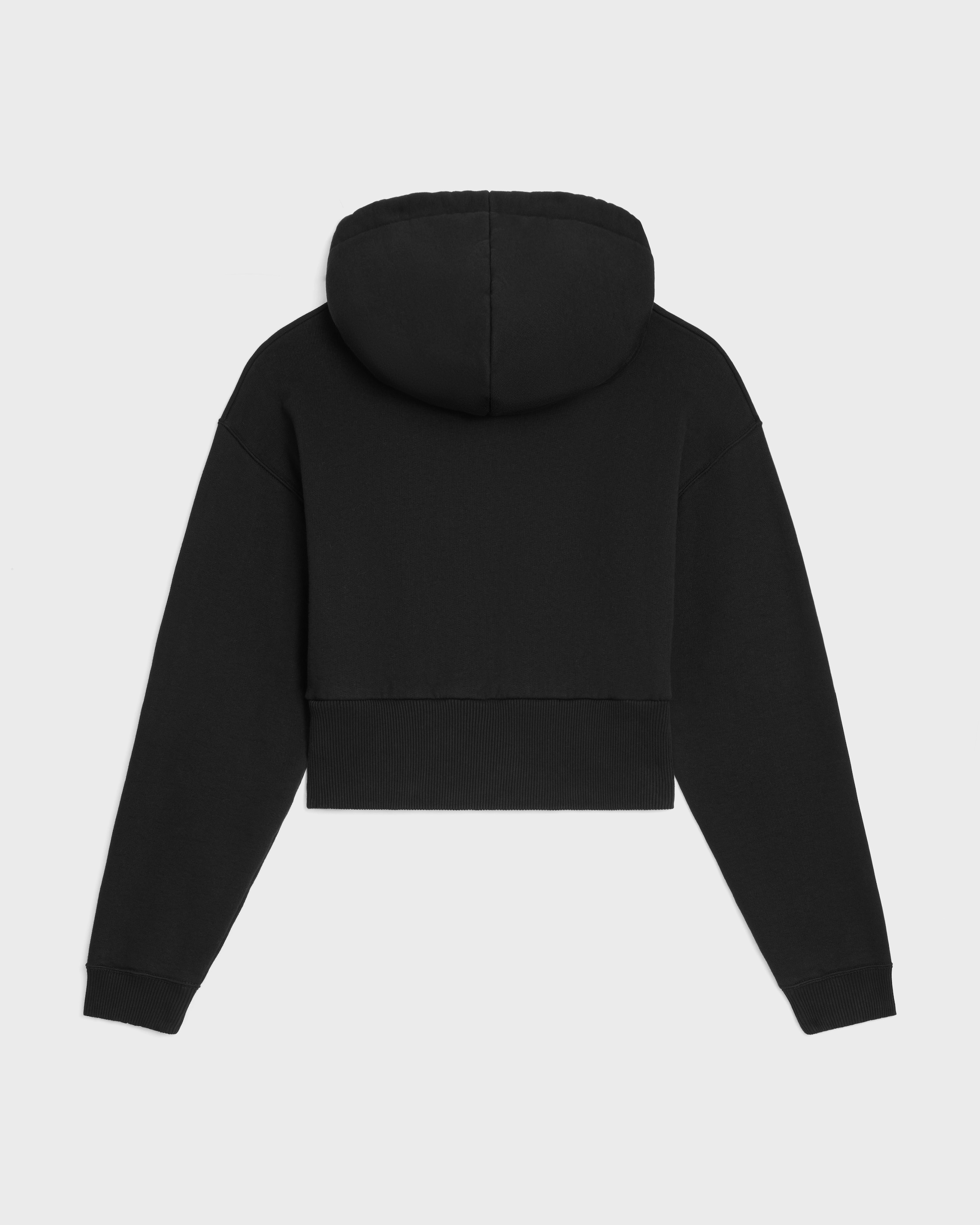 cropped hoodie IN cotton fleece - BLACK/ROUGE CERISE | CELINE