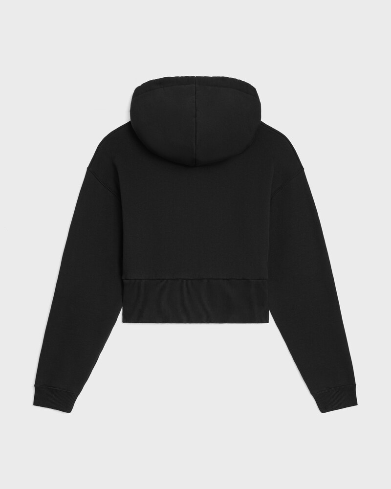 hoodie cropped molleton coton - BLACK/ROUGE CERISE -  - 1 | CELINE
