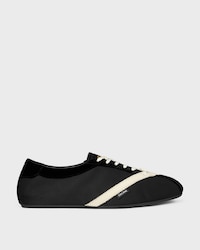 THE FLAT LOW SCHNÜR-SNEAKER AUS GROSGRAIN, SAMT, WILDLEDER UND LAMMLEDER - SCHWARZ / WEISS -  - 1 | CELINE
