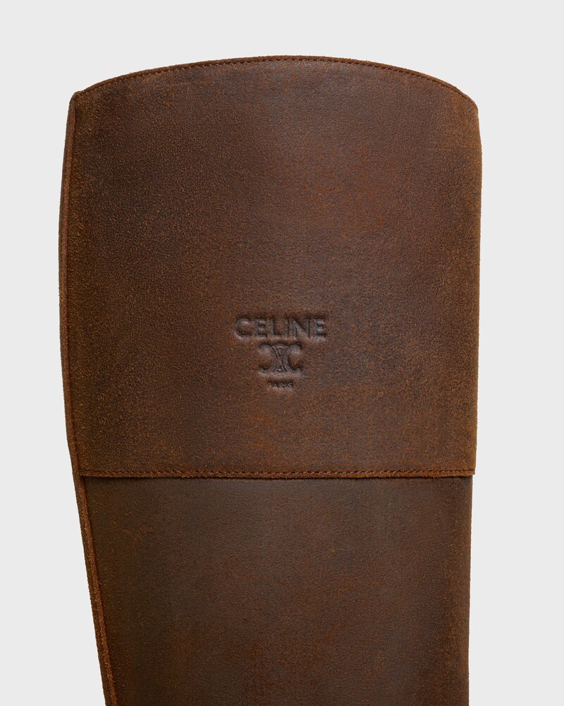 MARGARET - HIGH BOOT IN WAXED SUEDE CALFSKIN - DARK BROWN -  - 1 | CELINE