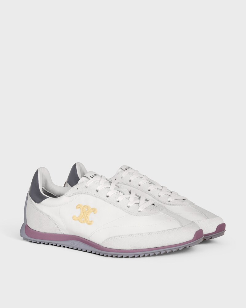 RACER SNEAKER IN NYLON, SUEDE CALFSKIN AND CALFSKIN - OPTIC WHITE/LIGHT PURPLE/GREY -  - 1 | CELINE