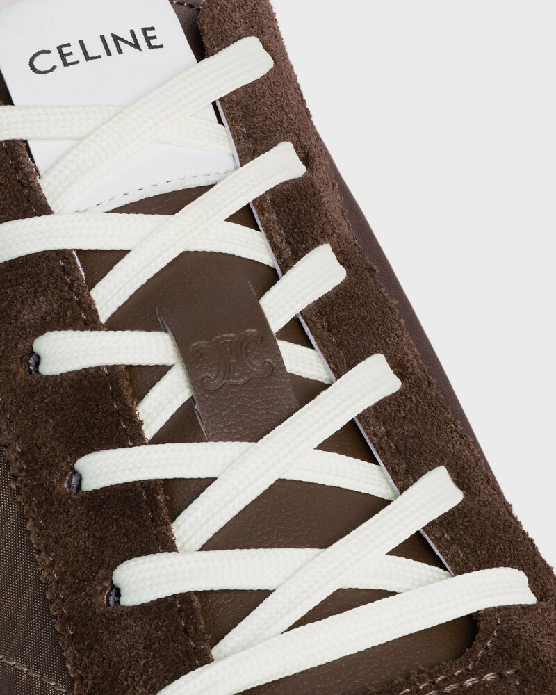 RACER SNEAKER IN NYLON, SUEDE CALFSKIN AND CALFSKIN - KHAKI/ECRU -  - 1 | CELINE