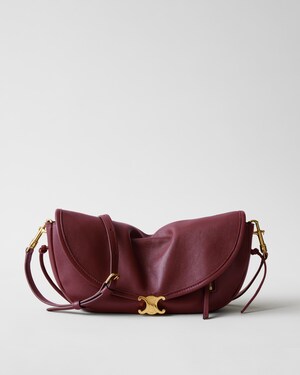 SOFT TRIOMPHE LITTLE HALFMOON IN SHINY LAMBSKIN - SYRAH - SHOULDER BAGS - 1 | CELINE