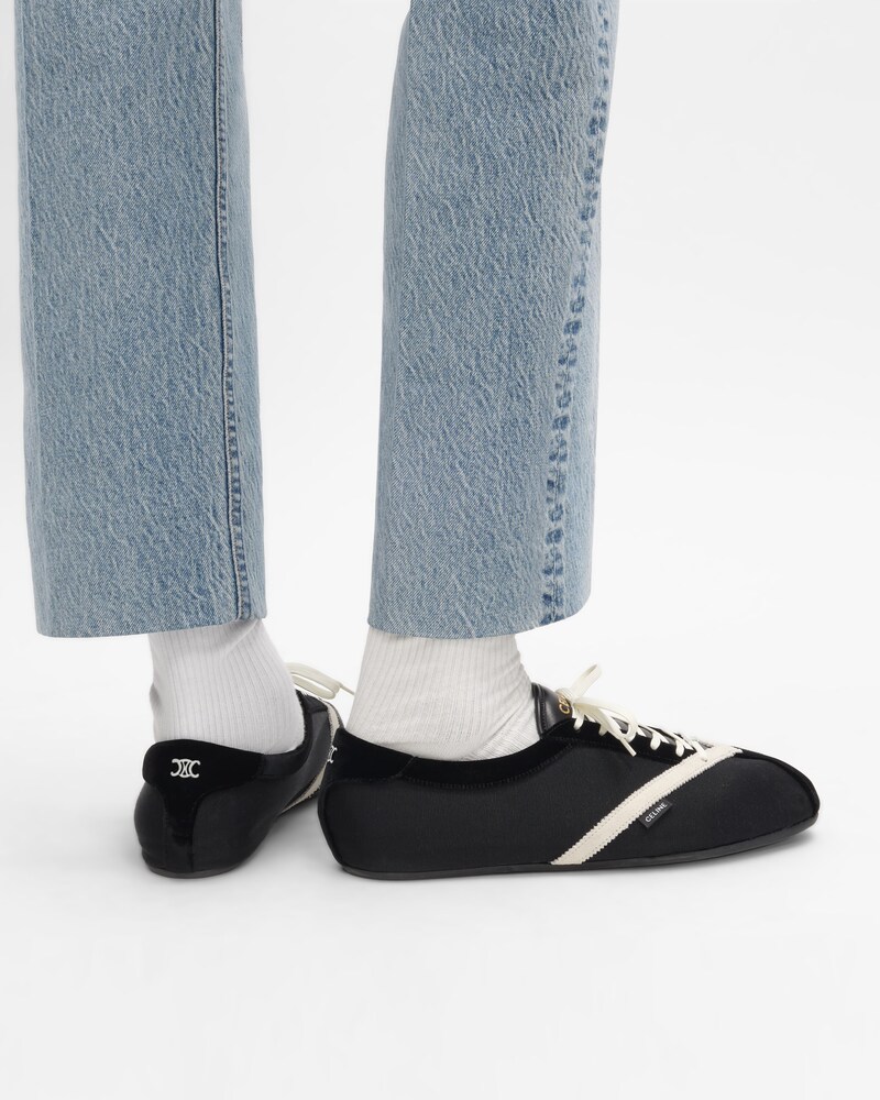 THE FLAT SNEAKER EN GROS GRAIN, VELOURS, CUIR DE CHÈVRE VELOURS ET CUIR D'AGNEAU - NOIR/BLANC -  - 1 | CELINE