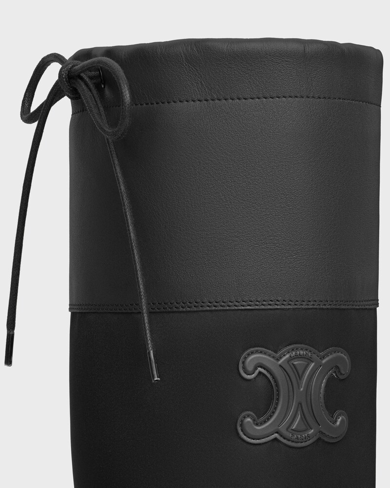 celine riley HIGH BOOT IN Nylon and Calfskin - BLACK -  - 1 | CELINE
