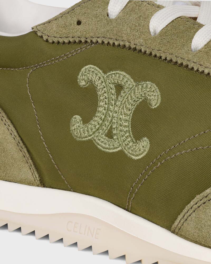 SNEAKER RACER EN NYLON, CUIR DE VEAU VELOURS ET CUIR DE VEAU - OLIVE -  - 1 | CELINE
