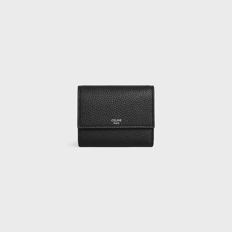 Tri-fold Wallet IN GRAINED CALFSKIN - BLACK - WALLETS - 1 | CELINE