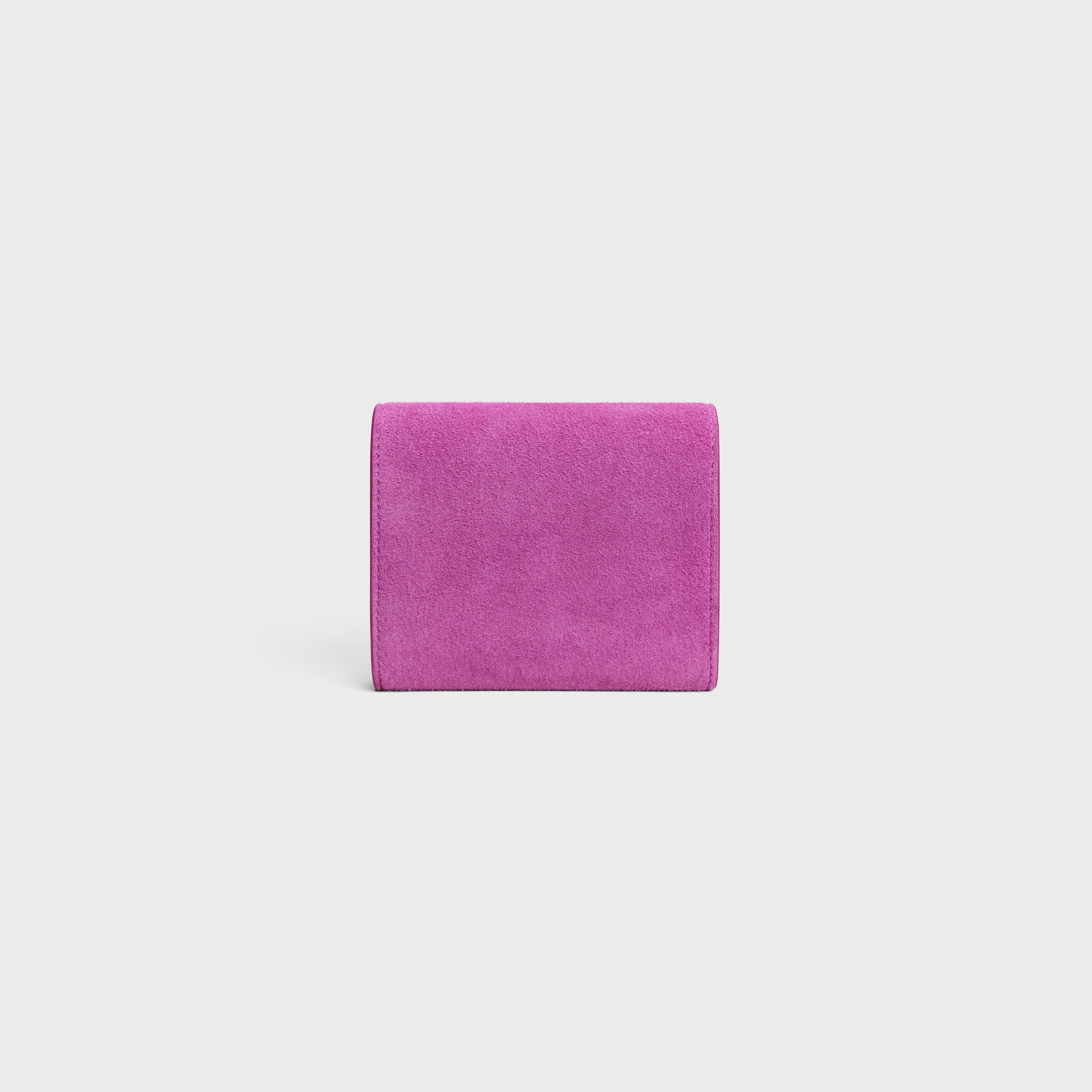 SMALL FLAP WALLET TRIOMPHE IN SUEDE CALFSKIN - MAGENTA | CELINE
