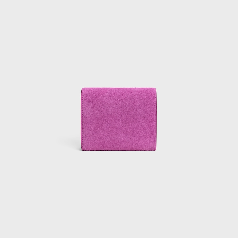 Small Flap Wallet TRIOMPHE IN SUEDE CALFSKIN - MAGENTA - WALLETS - 1 | CELINE