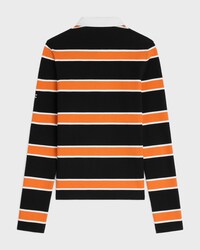 polo shirt IN STRIPED COTTON JERSEY - BLACK/WHITE/ORANGE -  - 2 | CELINE