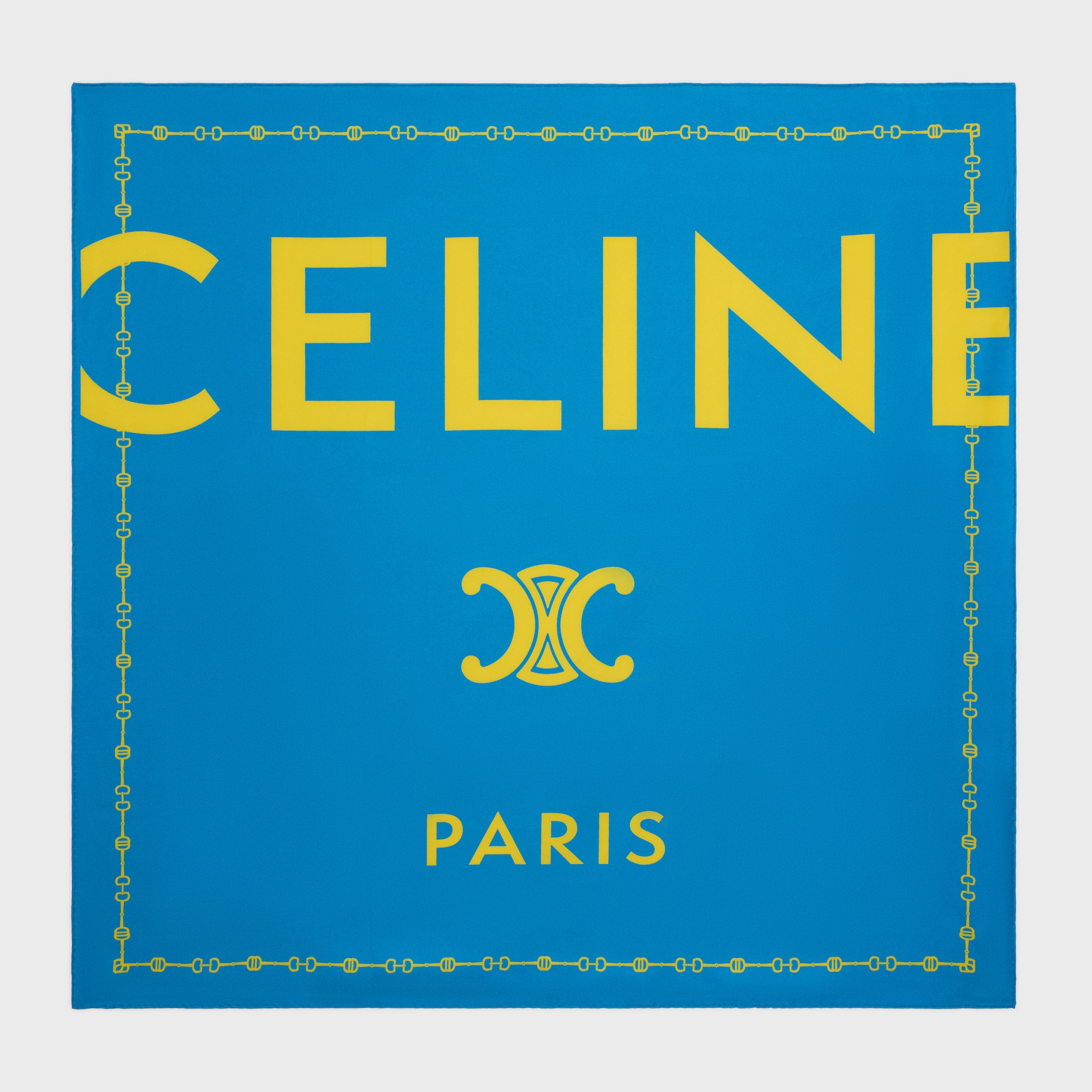 スクエアスカーフ / シルクツイル - ティール / イエロー | CELINE