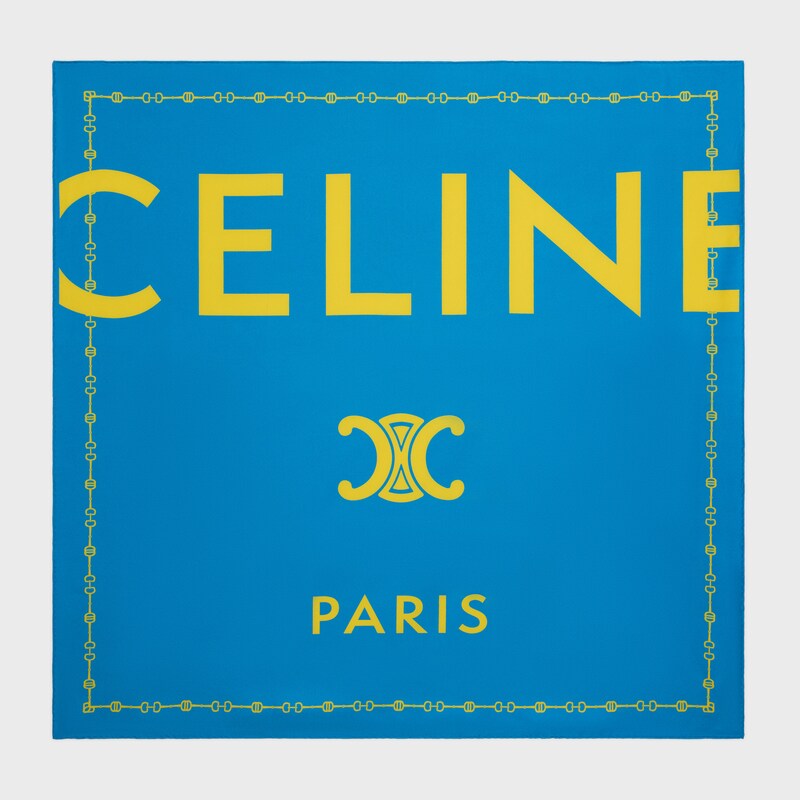 square IN silk twill - TEAL/YELLOW -  - 1 | CELINE