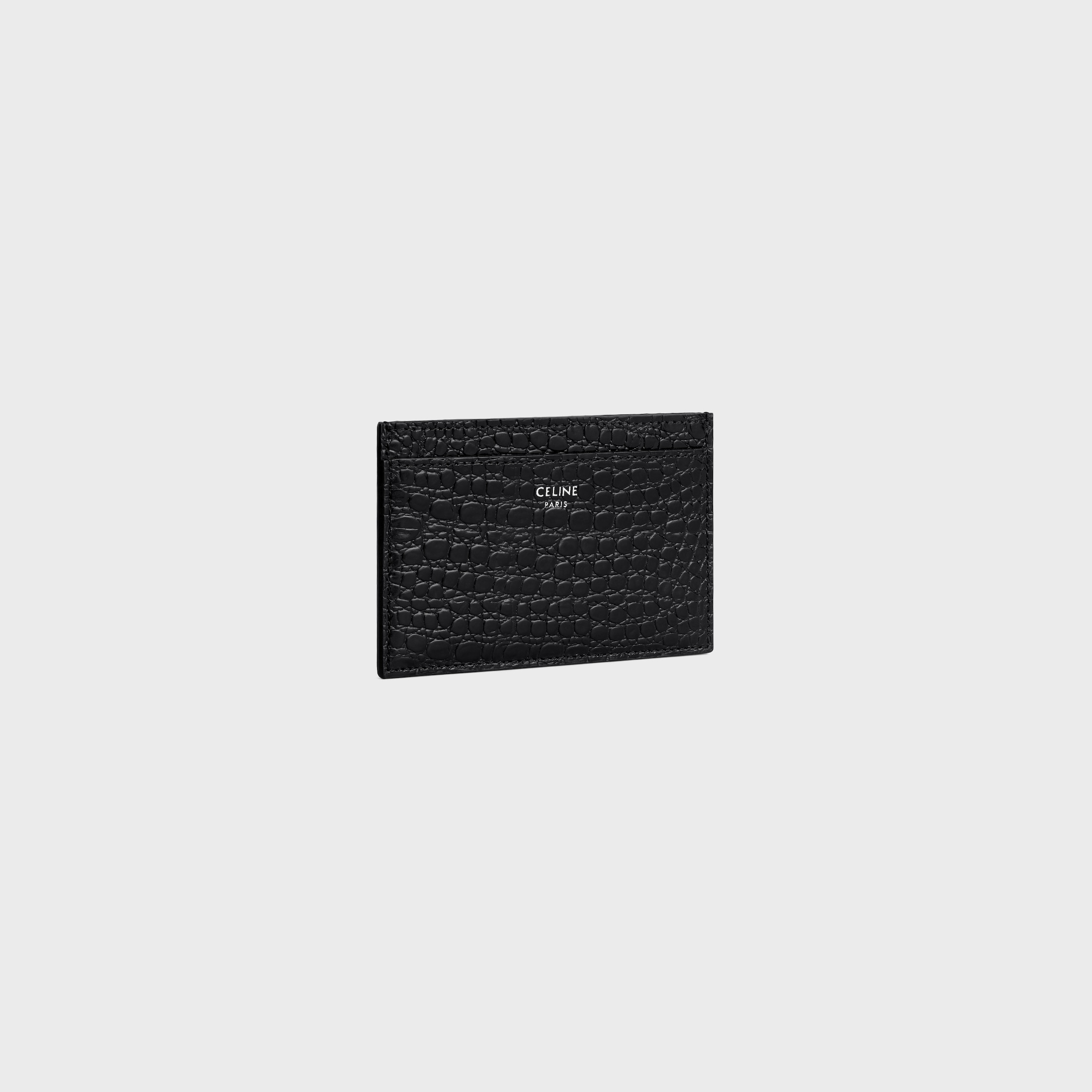 Card holder in CROCODILE EMBOSSED CALFSKIN - BLACK | CELINE