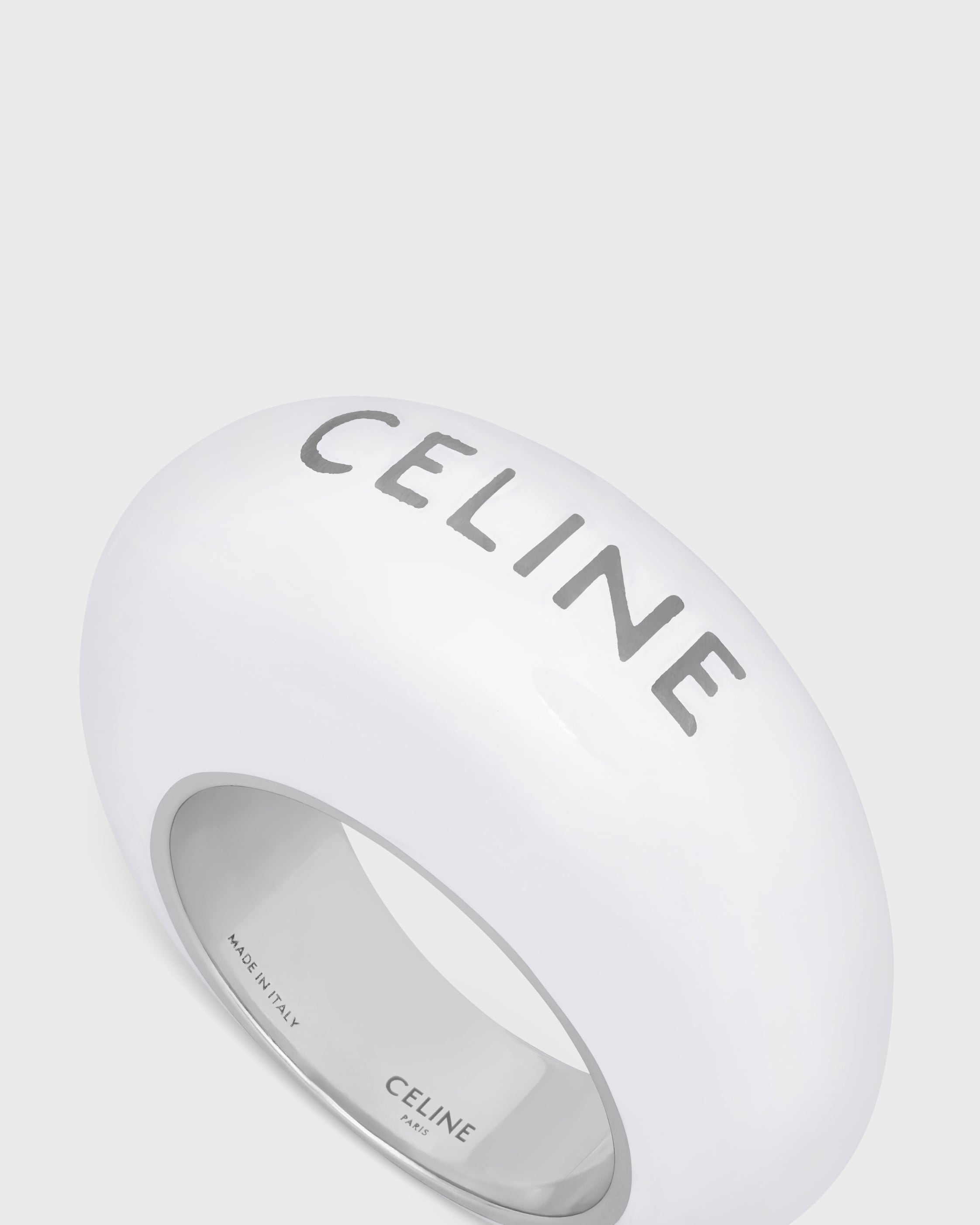 CELINE SULKY RING IN ENAMEL AND BRASS WITH RHODIUM FINISH - SILVER
