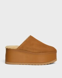 CELINE DANA - WEDGE MULE IN Suede Calfskin - COGNAC -  - 1 | CELINE