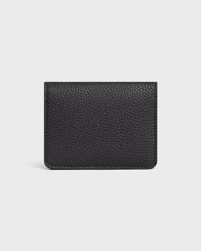 BI-FOLD CARD HOLDER IN Grained Calfskin - BLACK - CARD HOLDERS - 1 | CELINE