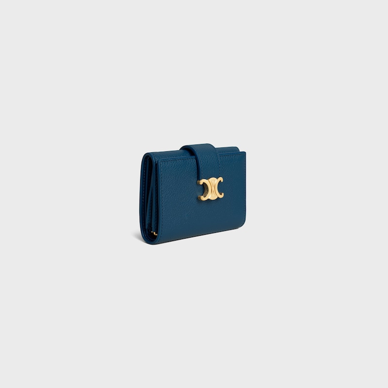 FINE STRAP WALLET NINO IN SUPPLE GRAINED CALFSKIN - TEAL BLUE - WALLETS - 1 | CELINE