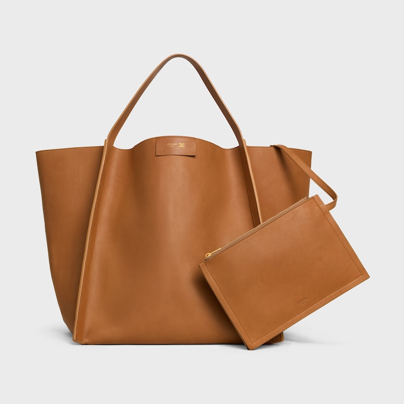 MEDIUM CUBE BAG IN SUPPLE CALFSKIN - SOFT TAN - MORE LINES - 1 | CELINE