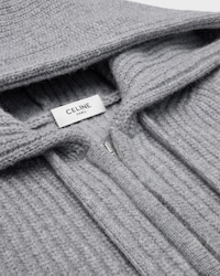 hooded cardigan IN RIBBED WOOL - MEDIUM GREY -  - 2 | CELINE