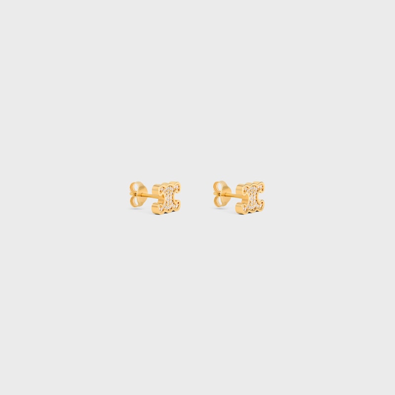 TRIOMPHE水钻和金色饰面耳钉 - 金色 - 耳环 - 1 | CELINE