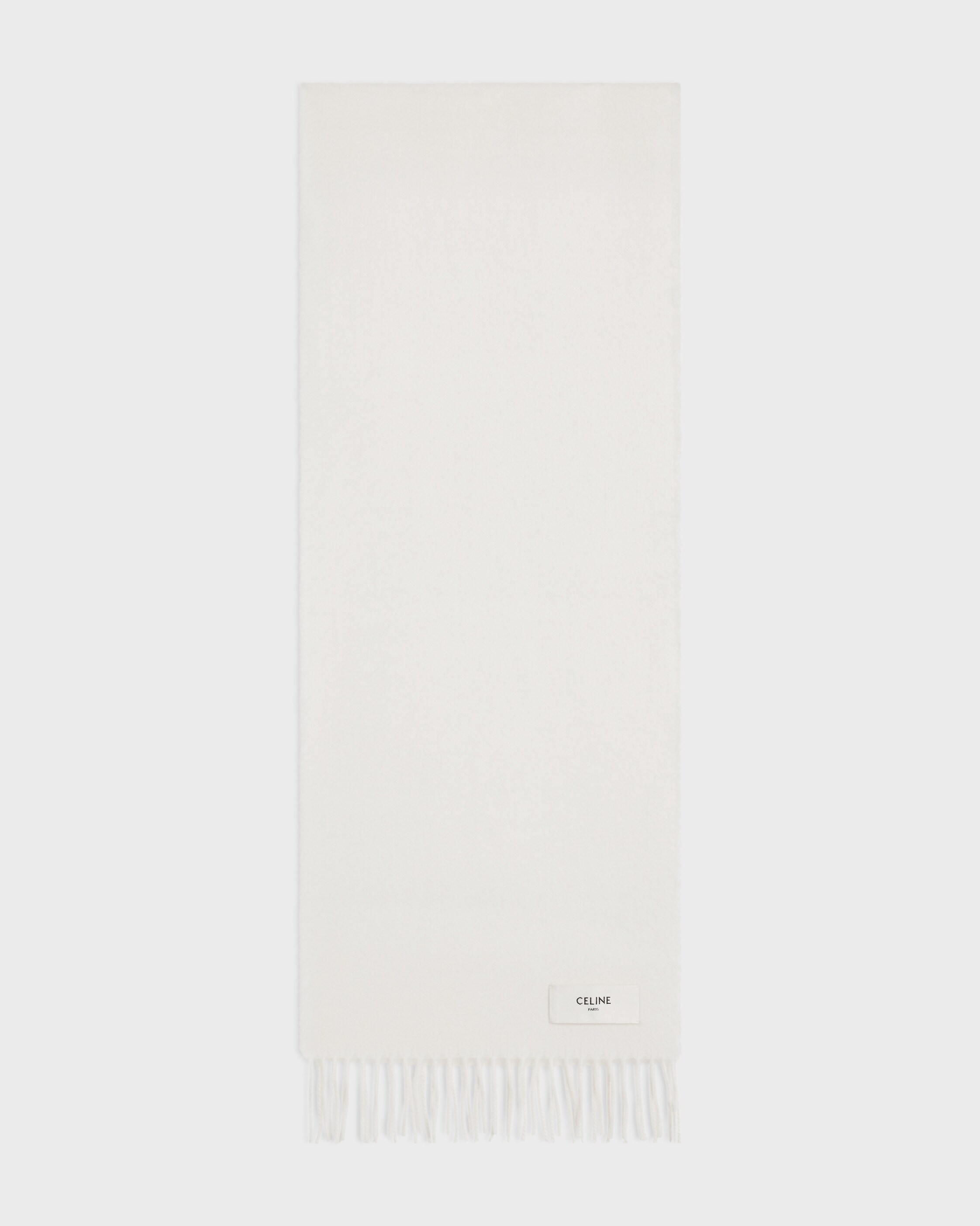 小物 22SS WHITE CASHMERE HERRINGSBONE SCARF FRINGED SCARF IN CASHMERE - WHITE | CELINE