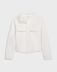 chasseur jacket IN heavy cotton twill - WHITE HEAVY STONE WASH -  - 1 | CELINE