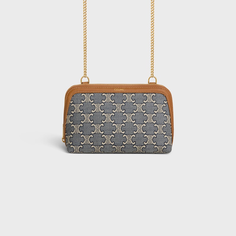 Pochette à chaîne Jacquard Triomphe All Over - MARINE/ECRU - AUTRES LIGNES - 1 | CELINE