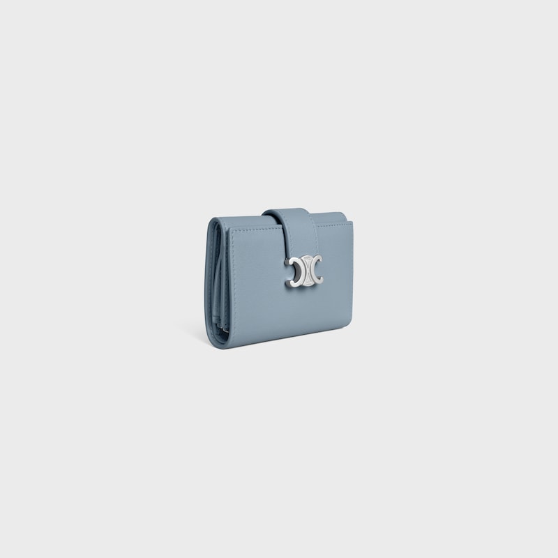 FINE STRAP WALLET NINO IN SUPPLE GRAINED CALFSKIN - LIGHT DENIM - WALLETS - 1 | CELINE