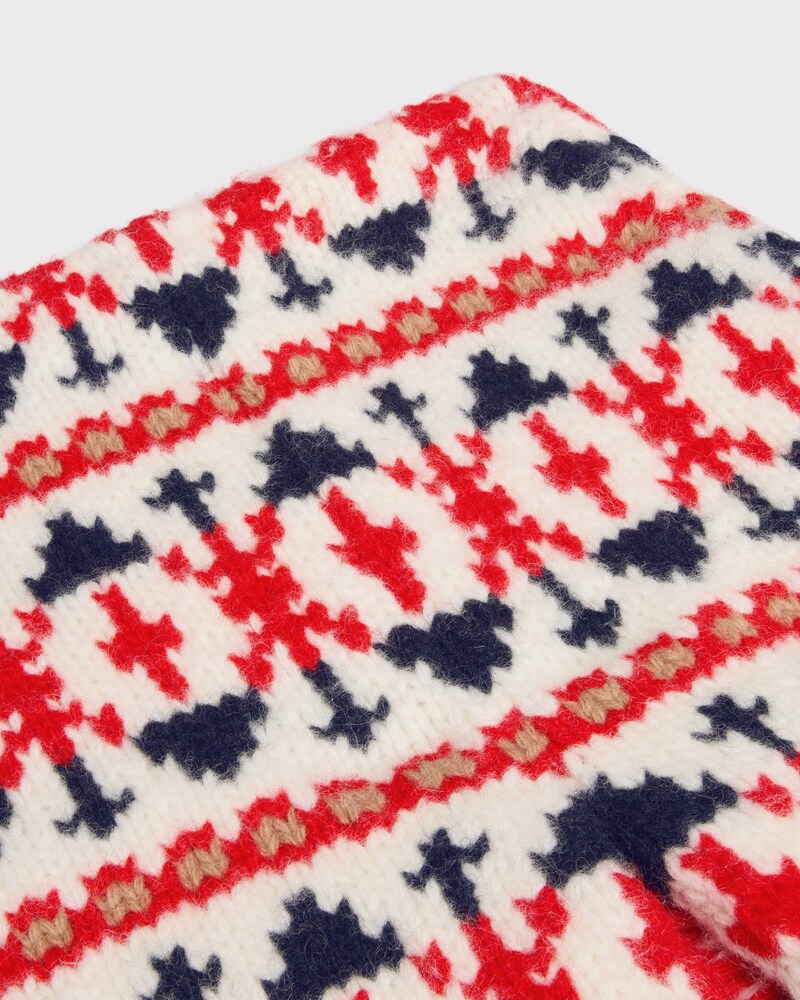 mini skirt IN FAIR ISLE WOOL AND CASHMERE - WHITE / BLUE / RED -  - 1 | CELINE
