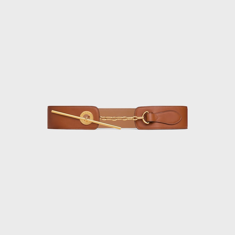 LARGE 50MM CELINE DISC BELT IN SUPPLE NATURAL CALFSKIN - TAN -  - 1 | CELINE