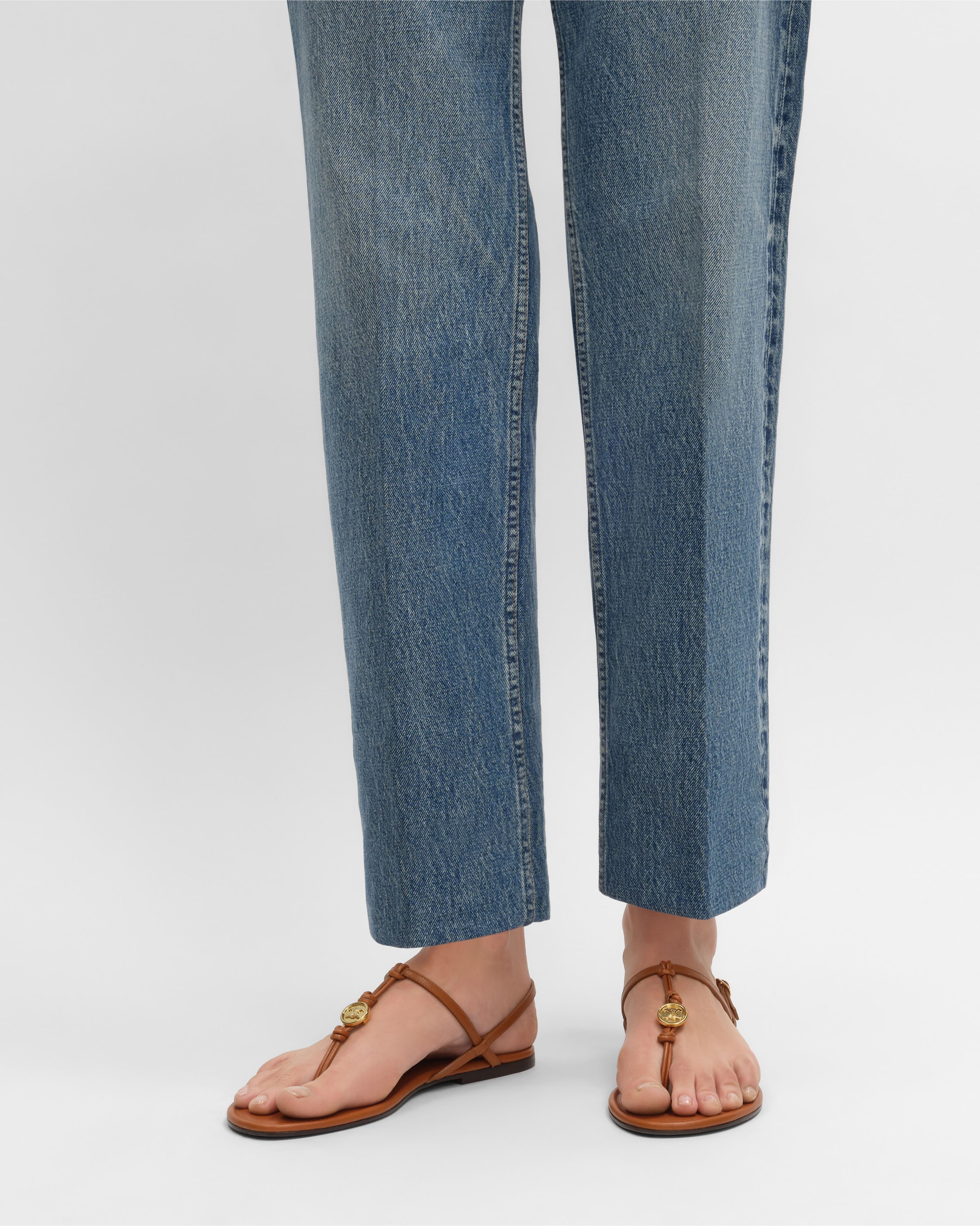 PENNY SANDAL IN SUPPLE CALFSKIN - COGNAC | CELINE