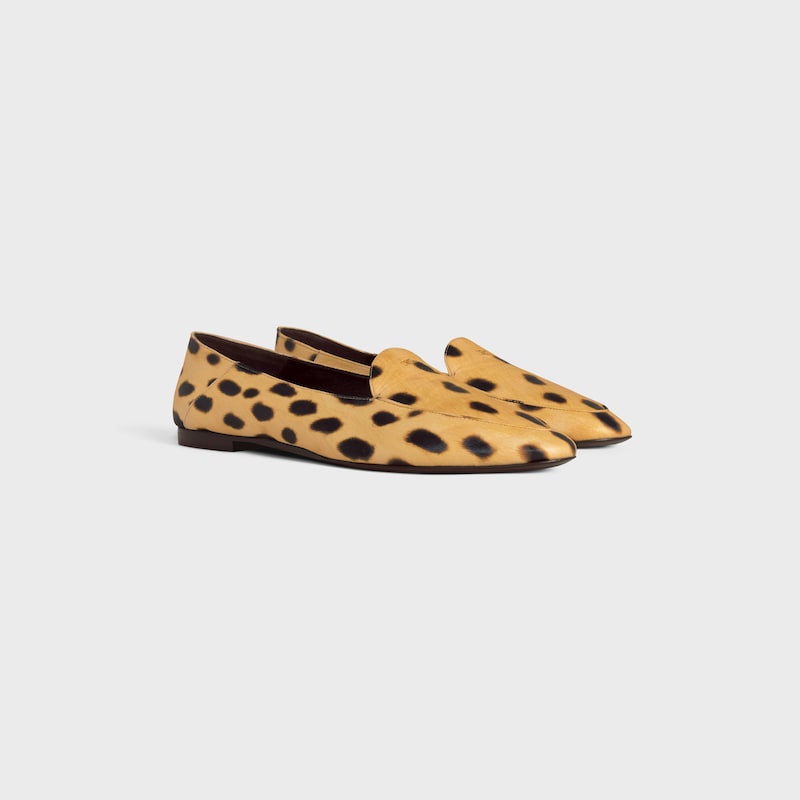 AURA LOAFER IN LEOPARD PRINTED LAMBSKIN - BEIGE/BROWN -  - 1 | CELINE