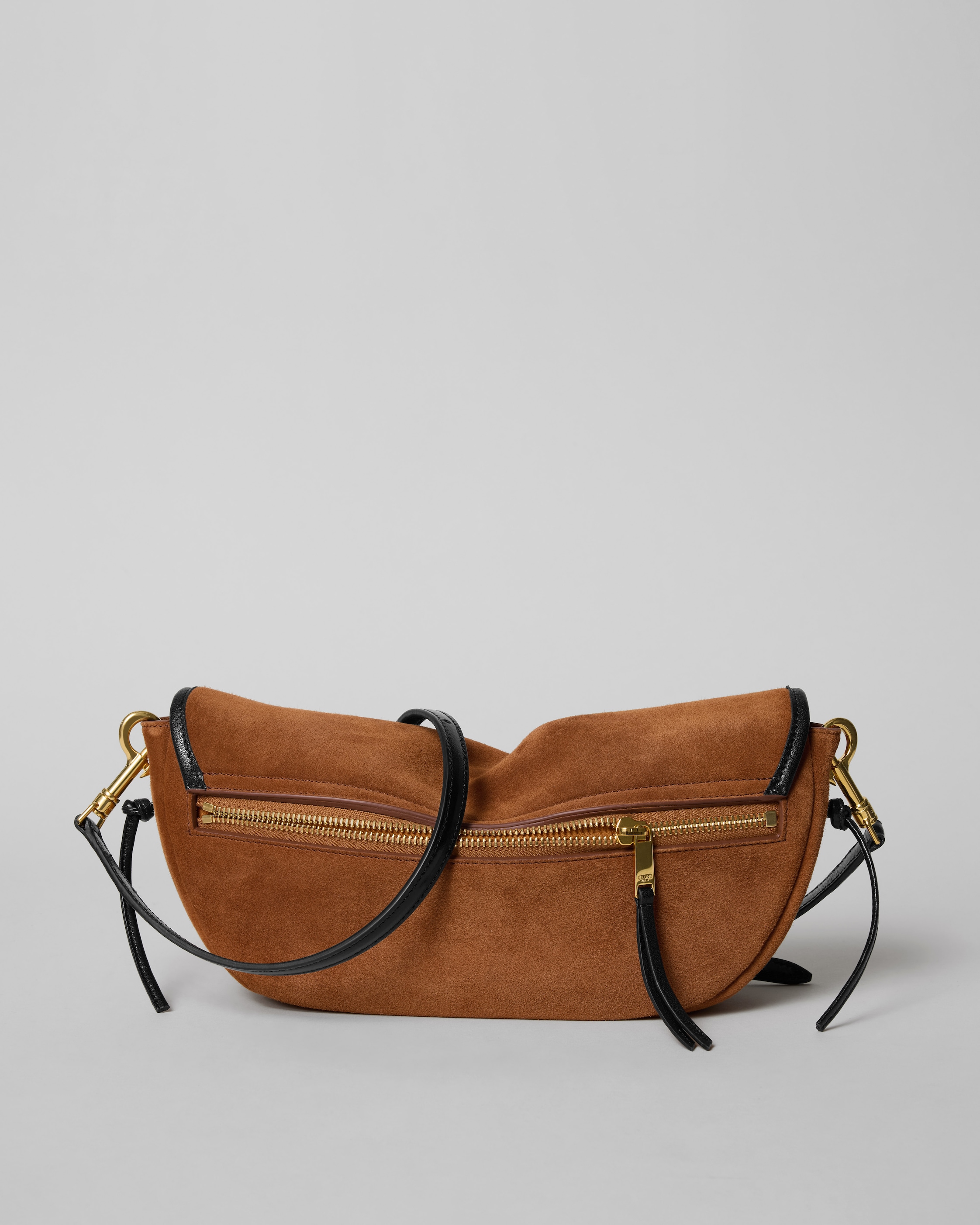 SOFT TRIOMPHE LITTLE HALFMOON IN SUEDE - CAMEL / BLACK | CELINE