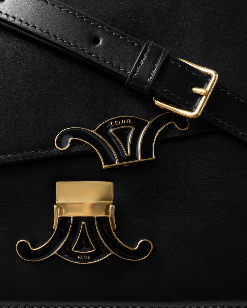 TEEN TRIOMPHE BAG IN SHINY CALFSKIN WITH ENAMEL CLOSURE - BLACK - ALL BAGS - 1 | CELINE