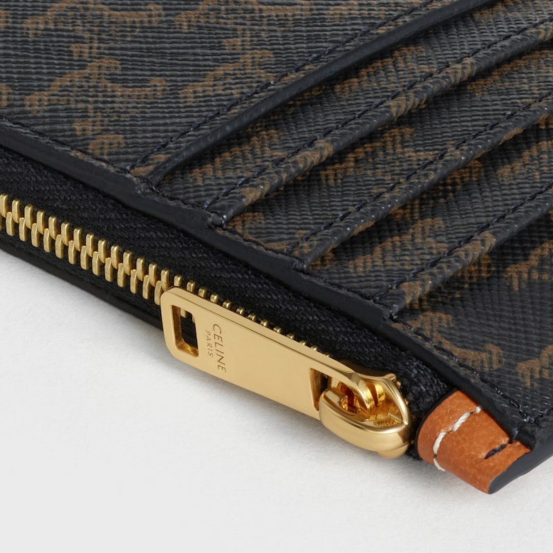 Porte-cartes compact Toile Triomphe et Agneau - Tan - CADEAUX D'EXCEPTION - 1 | CELINE