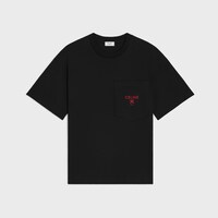 T-SHIRT IN cotton jersey - BLACK/ROUGE CERISE -  - 1 | CELINE
