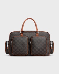 LARGE CAMERA BAG IN TRIOMPHE CANVAS AND CALFSKIN - TAN - LIFESTYLE - 1 | CELINE