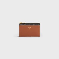Zipped Card Holder IN Triomphe Canvas and lambskin - TAN - CARD HOLDERS - 1 | CELINE