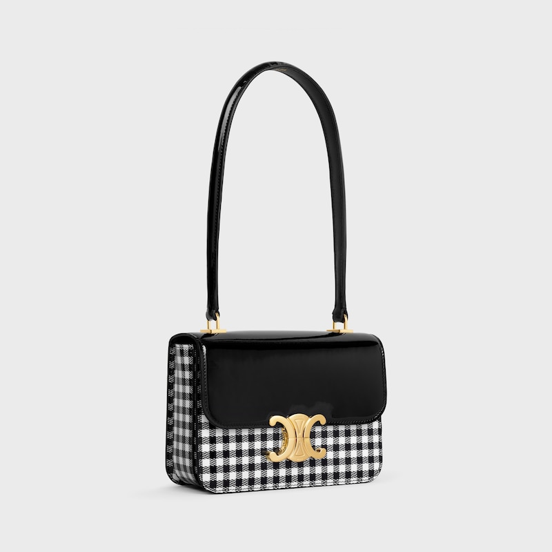 TEEN GARANCE bag in VICHY PRINTED PATENT CALFSKIN - BLACK / WHITE - TRIOMPHE COLLECTION - 1 | CELINE