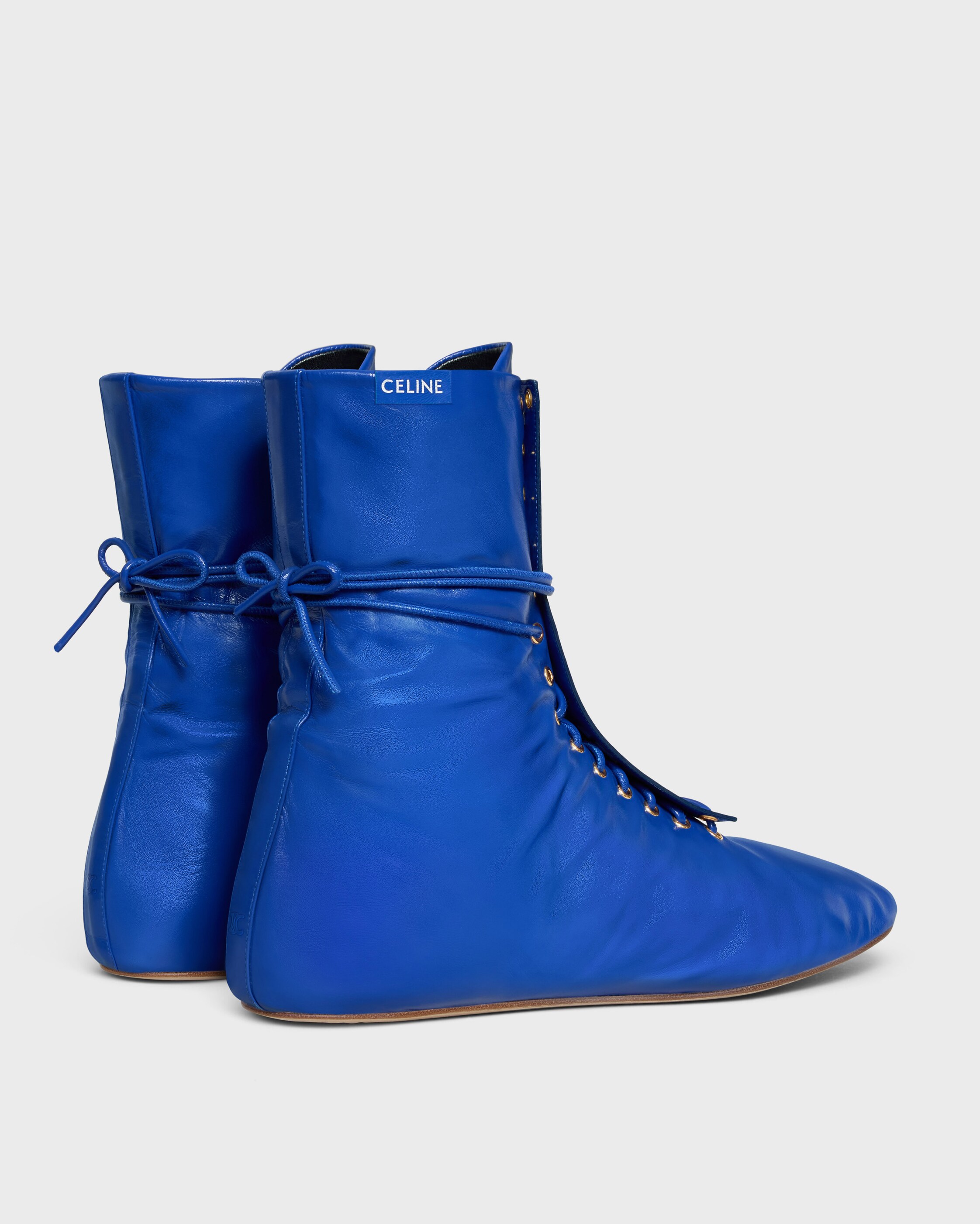 BALLET HIGH - LACE-UP BOOT IN LAMBSKIN - ULTRA BLUE | CELINE